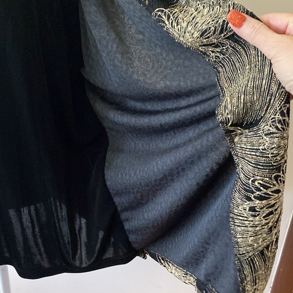 🌹JM Collection woman Jacket and Vest all in one black gold floral design sz 3X - Picture 5 of 13